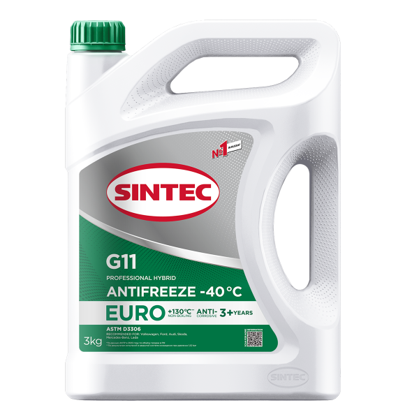 Жидкость охлаждающая низкозамерзающая Sintec Antifreeze Euro G11 green -40 3кг