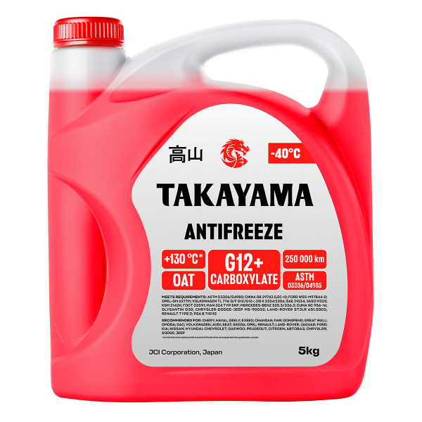 Жидкость охлаждающая низкозамерзающая Takayama Antifreeze G12+ red -40 5кг