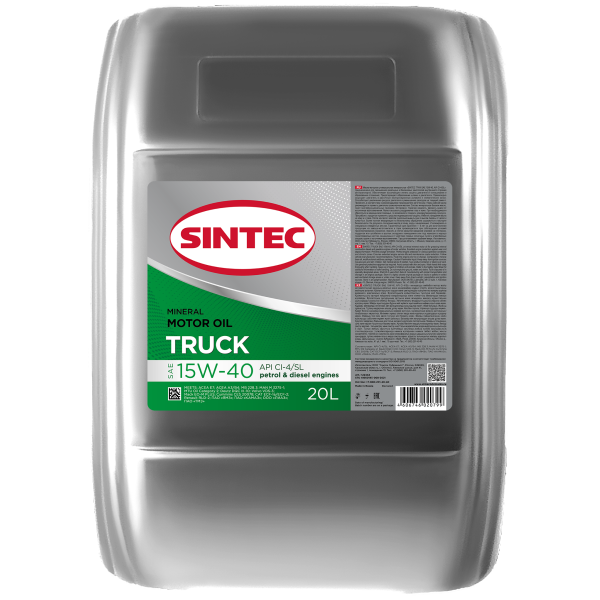 Масло моторное минеральное Sintec Truck SAE 15W-40 API CI-4/SL 20л