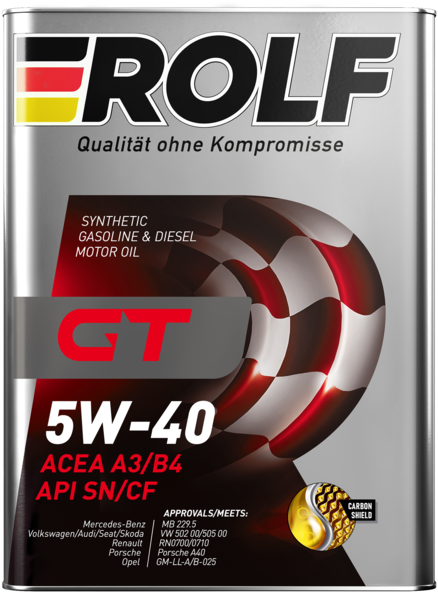 Масло моторное синтетическое Rolf GT SAE 5W-40 ACEA A3/B4 API SN/CF 4л (металл)