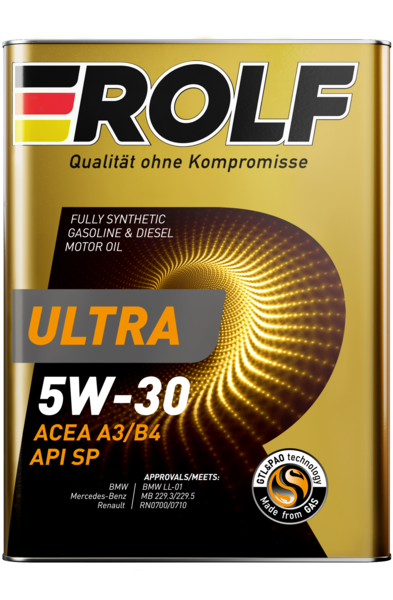 Масло моторное синтетическое Rolf Ultra SAE 5W-30 ACEA A3/B4 API SP 4л (металл)