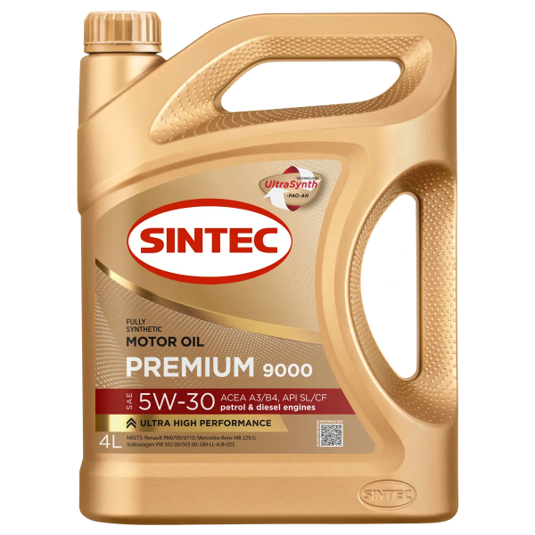 Масло моторное синтетическое Sintec Premium 9000 SAE 5W-30 ACEA A3/B4 API SL/CF 4л
