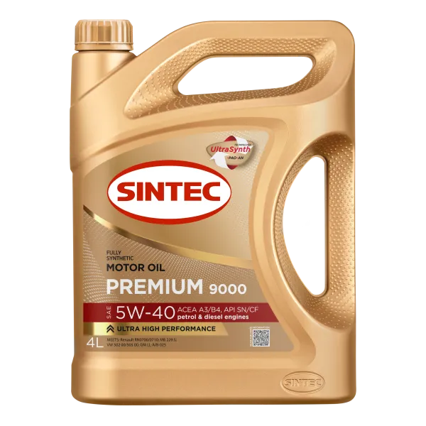 Масло моторное синтетическое Sintec Premium 9000 SAE 5W-40 ACEA A3/B4 API SN/CF 4л