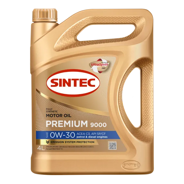 Масло моторное синтетическое Sintec Premium 9000 SAE 0W-30 ACEA C3 API SP/CF 4л