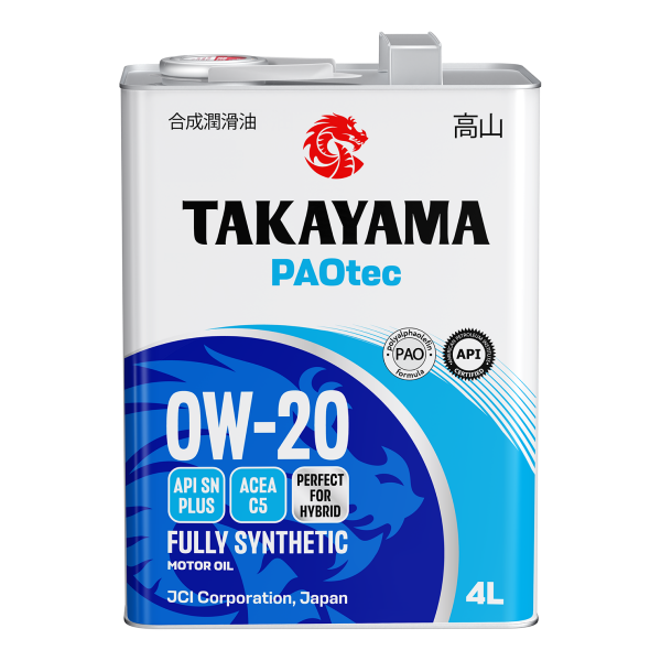 Takayama PAOtec 0W-20 C5 SN plus 4л (металл)