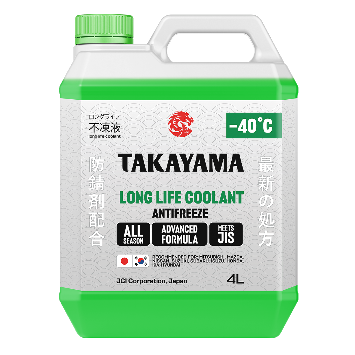 Жидкость охлаждающая низкозамерзающая Takayama Antifreeze Long Life Coolant green -40 4л