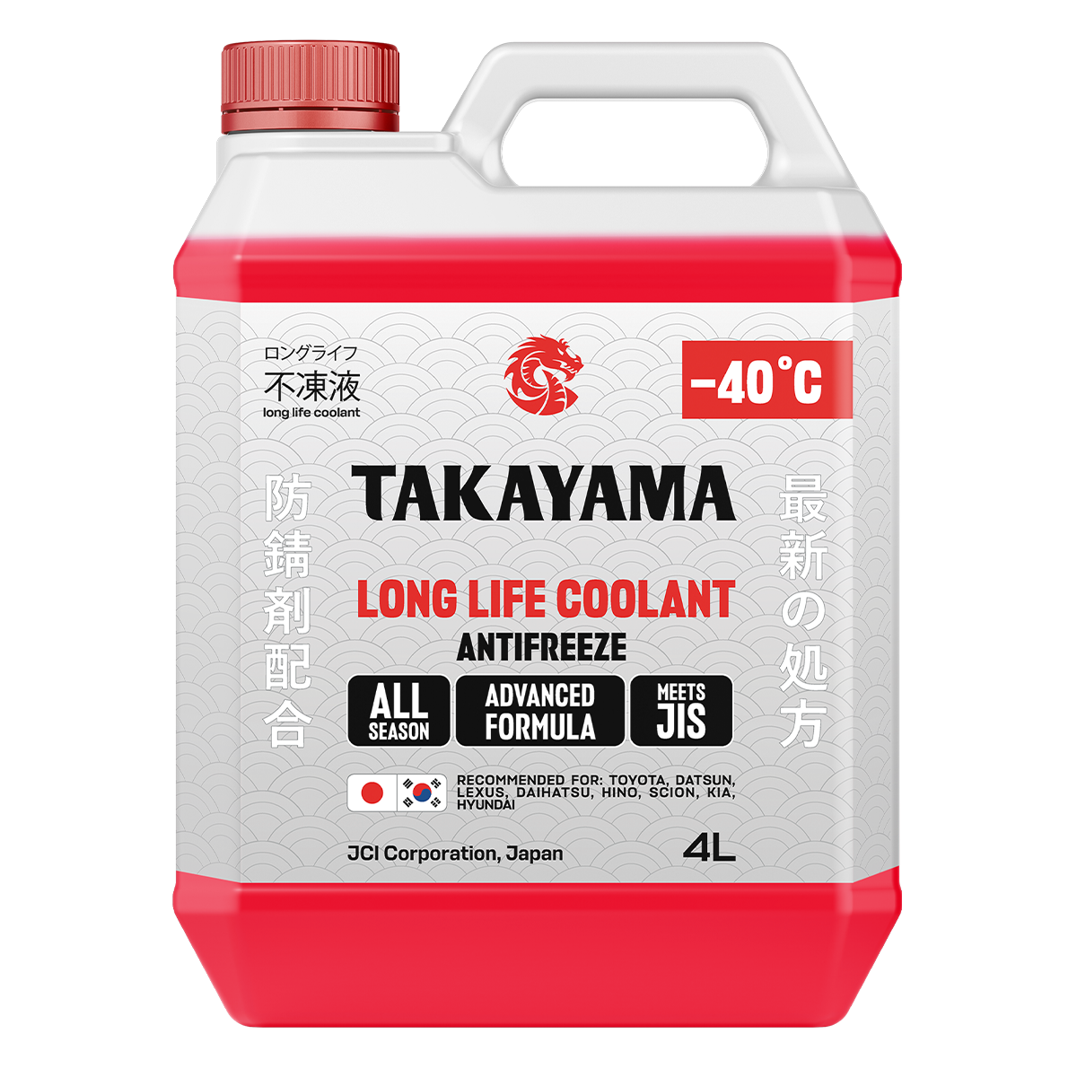Жидкость охлаждающая низкозамерзающая Takayama Antifreeze Long Life Coolant red -40 4л