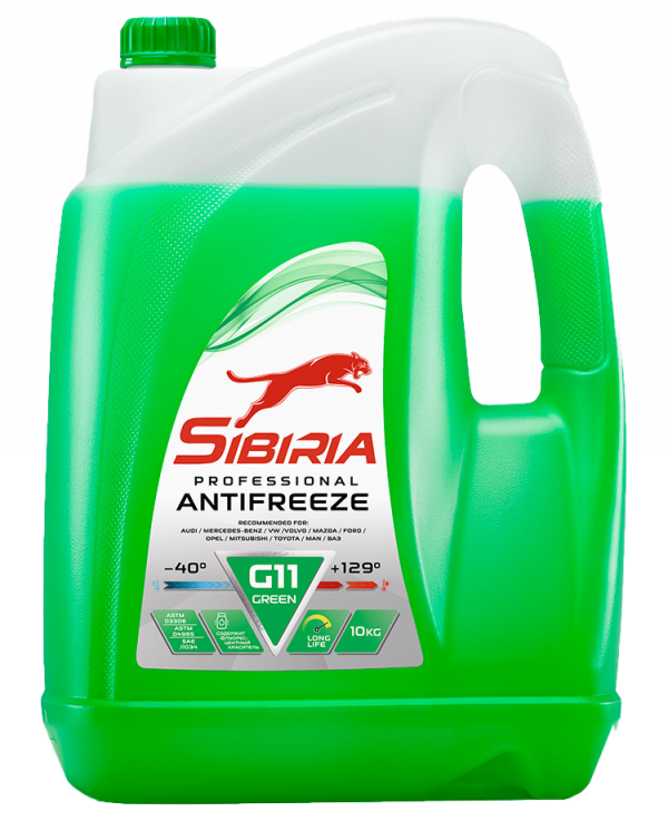 Жидкость охлаждающая низкозамерзающая Sibiria Antifreeze G11 green -40 10кг