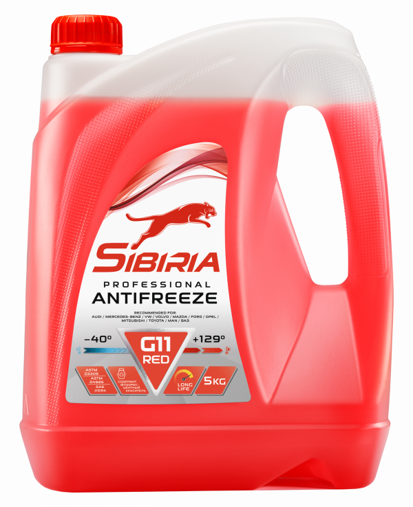 Жидкость охлаждающая низкозамерзающая Sibiria Antifreeze G11 red -40 5кг