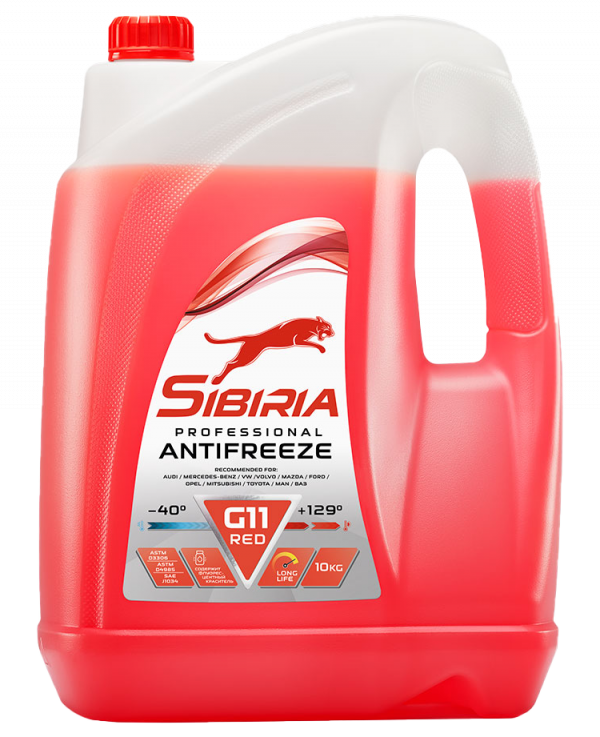 Жидкость охлаждающая низкозамерзающая Sibiria Antifreeze G11 red -40 10кг
