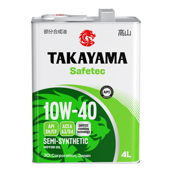 Масло моторное полусинтетическое Takayama Safetec SAE 10W-40 ACEA A3/B4 API SN/CF 4л (металл) Акция