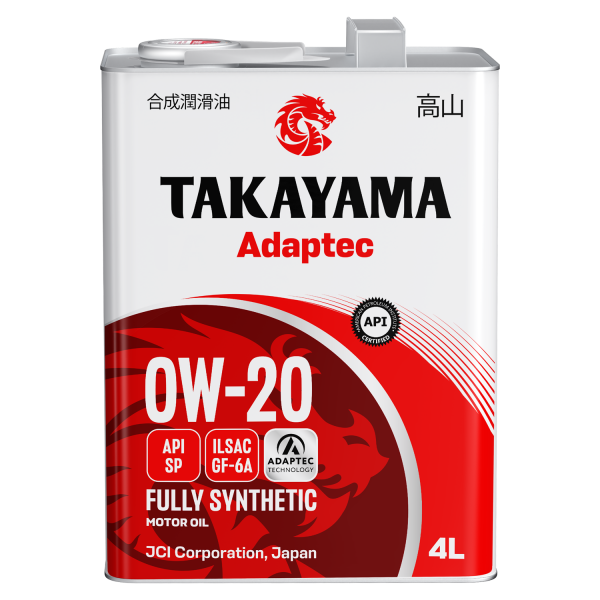 Масло моторное синтетическое Takayama Adaptec SAE 0W-20 ILSAC GF-6A API SP 4л (металл) Акция 4+1