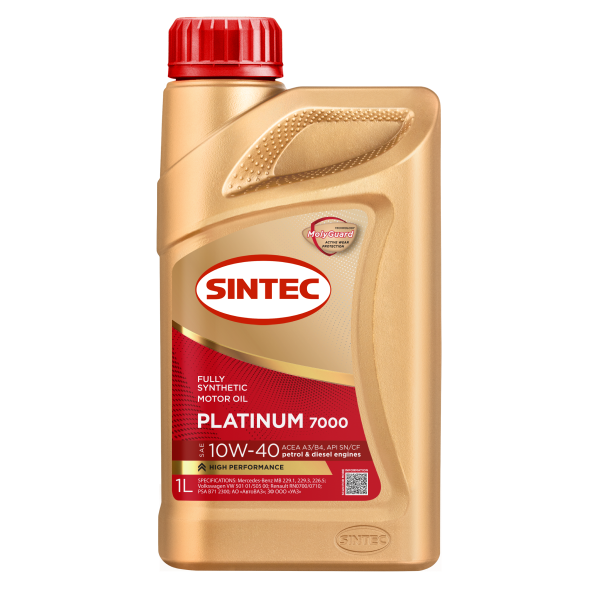 Масло моторное синтетическое Sintec Platinum 7000 SAE 10W-40 ACEA A3/B4 API SN/CF 1л