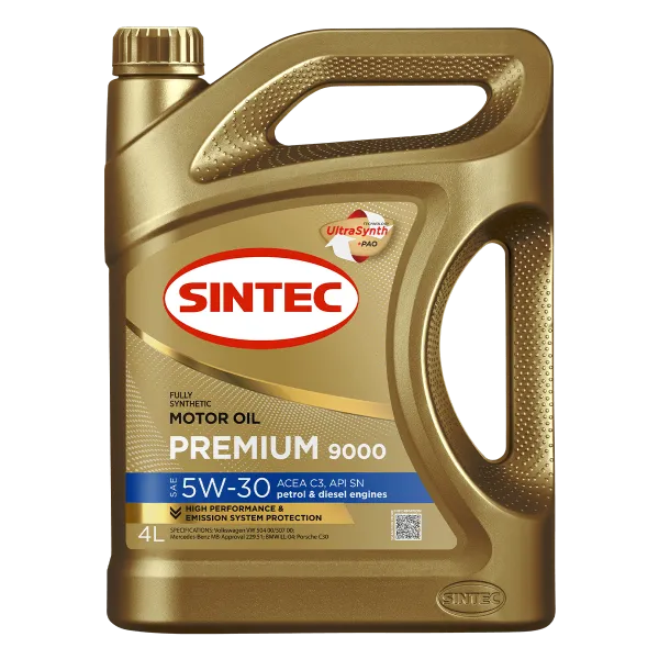 Масло моторное синтетическое Sintec Premium 9000 SAE 5W-30 ACEA C3 API SN 4л Акция 4+1
