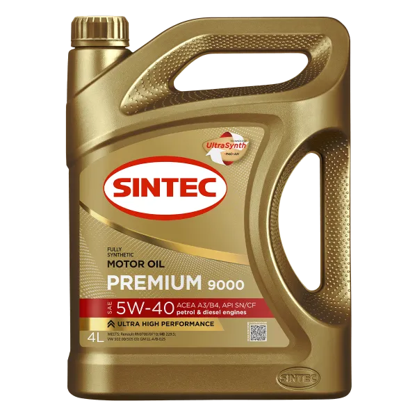 Масло моторное синтетическое Sintec Premium 9000 SAE 5W-40 ACEA A3/B4 API SN/CF 4л Акция 4+1