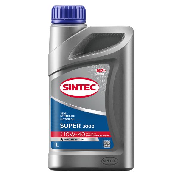 Масло моторное полусинтетическое Sintec Super 3000 SAE 10W-40 API SG/CD 1л