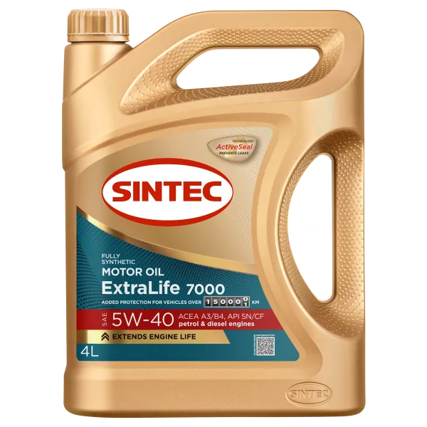 Масло моторное синтетическое Sintec ExtraLife 7000 SAE 5W-40 ACEA A3/B4 API SN/CF 4л
