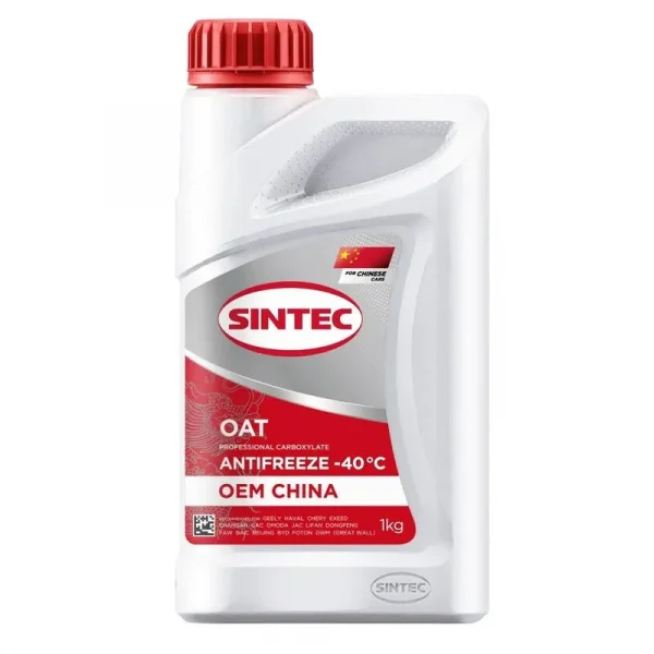 Жидкость охлаждающая низкозамерзающая Sintec Antifreeze OEM China OAT red -40 1кг