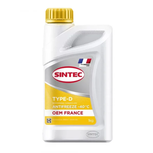 Жидкость охлаждающая низкозамерзающая Sintec Antifreeze OEM France Type-D yellow -40 1кг