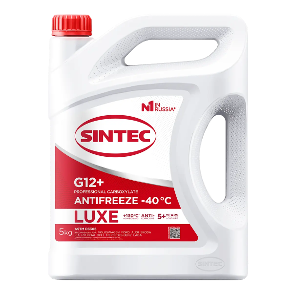 Жидкость охлаждающая низкозамерзающая Sintec Antifreeze Luxe G12+ red -40 5кг