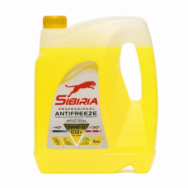 Жидкость охлаждающая низкозамерзающая Sibiria Antifreeze G12+ yellow -40 5кг