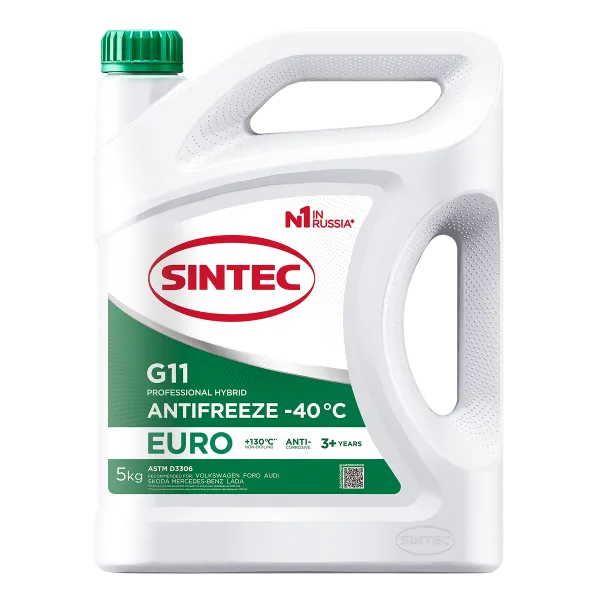 Жидкость охлаждающая низкозамерзающая Sintec Antifreeze Euro G11 green -40 5кг