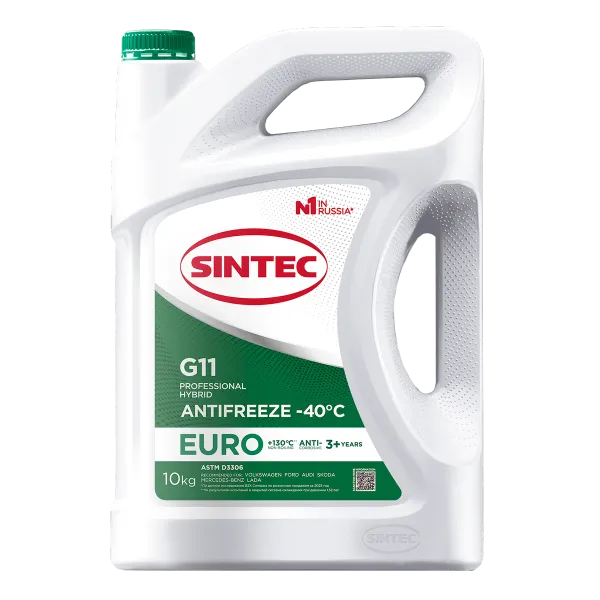 Жидкость охлаждающая низкозамерзающая Sintec Antifreeze Euro G11 green -40 10кг